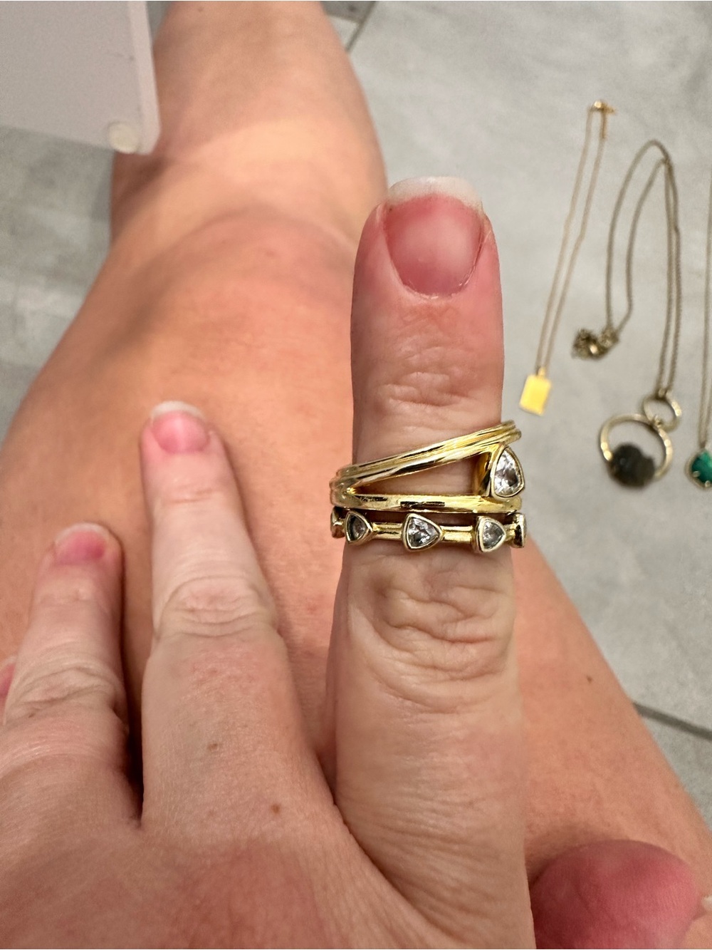 Gold Crystal Accent Stackable Ring set- Women Jewelry